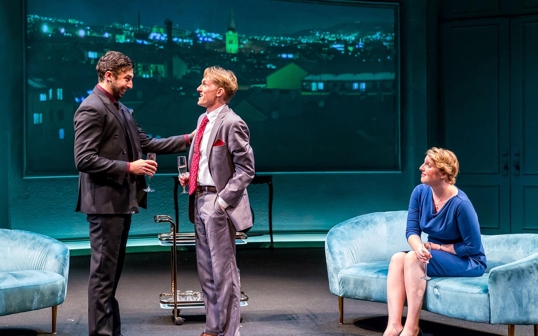 From left: Jed Feder, Scott Parkinson and Bri Sudia in “Oslo.” (Photo by Brett Beiner Photography)