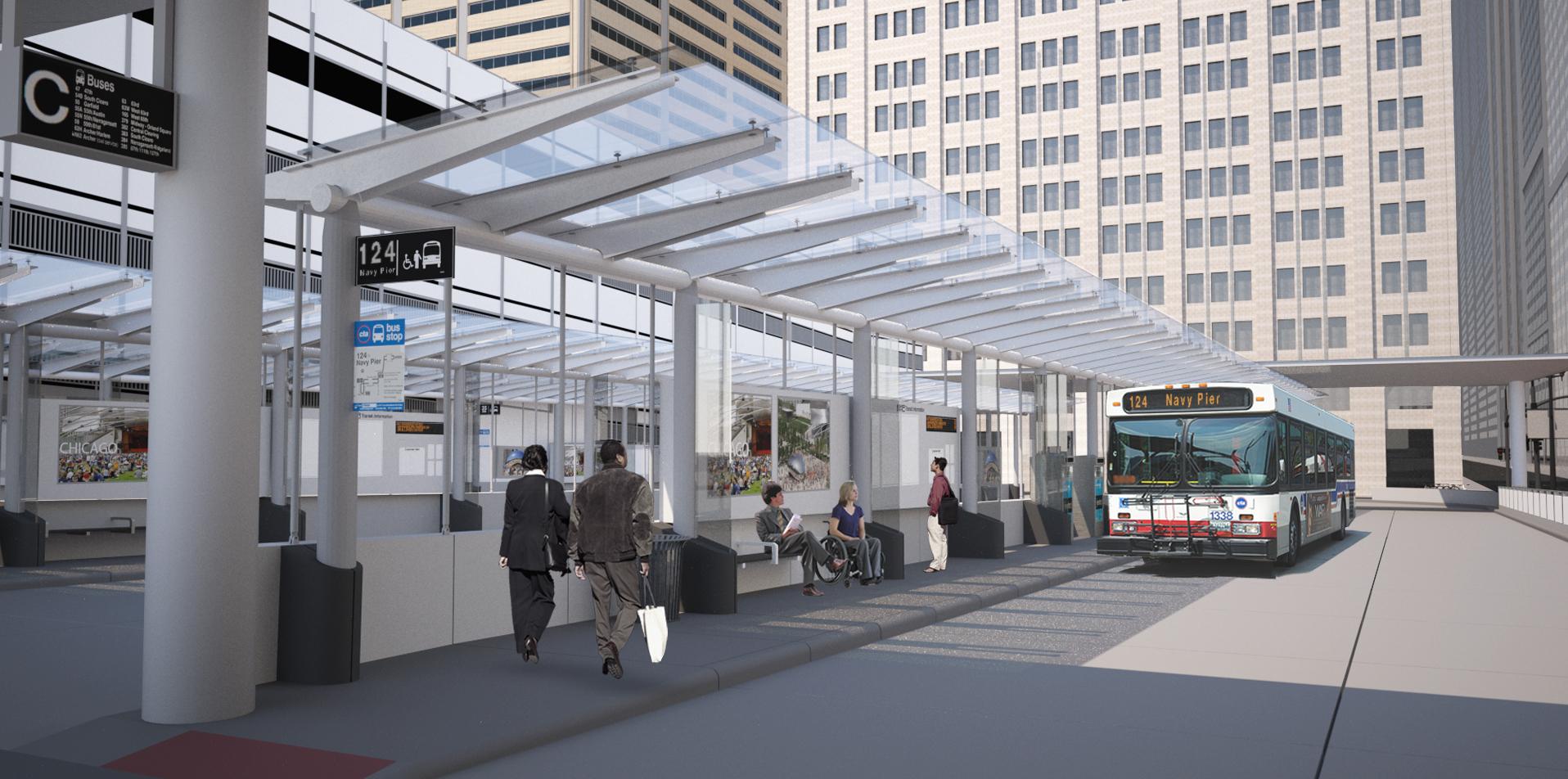 A rendering of the Union Station Transit Center, which will open to the public on Sunday. (Courtesy of the Chicago Department of Transportation)