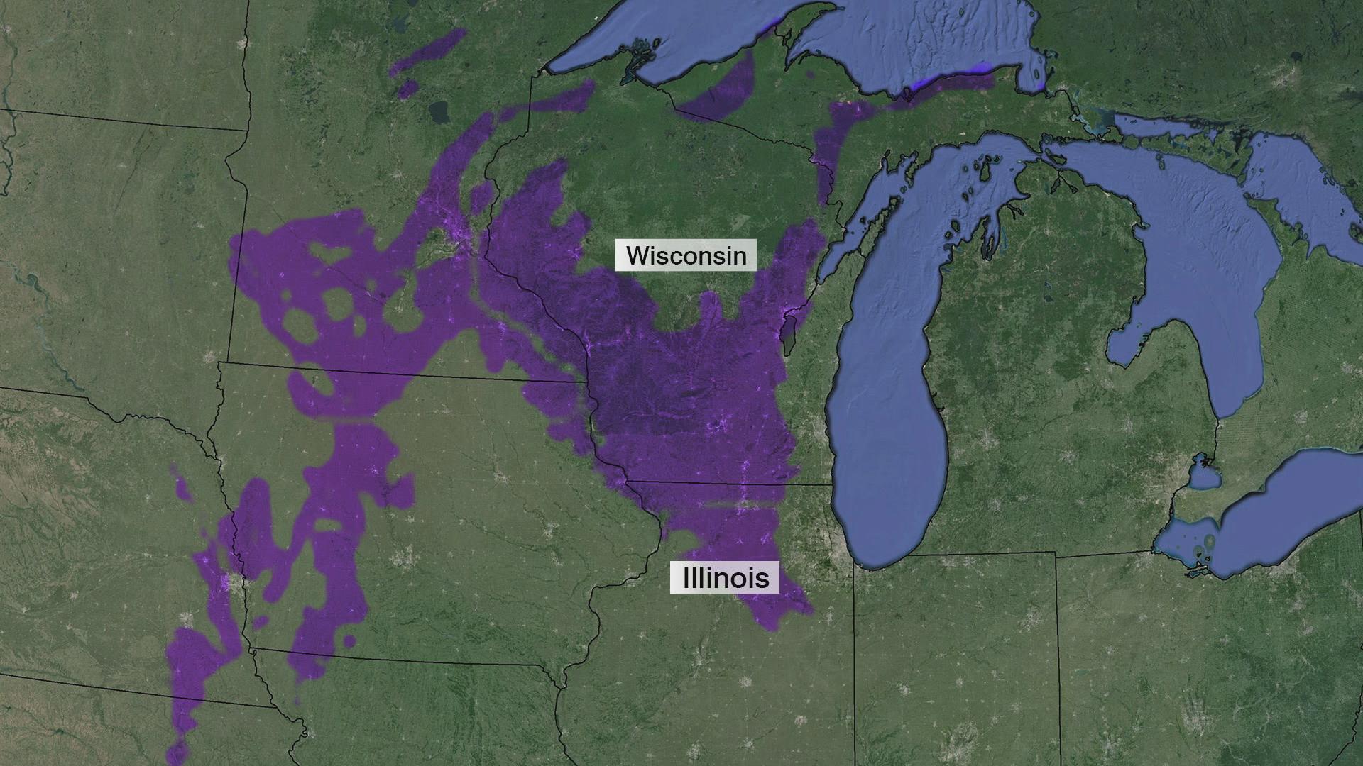 The deep aquifer stretches from northern Wisconsin to northern Illinois. 