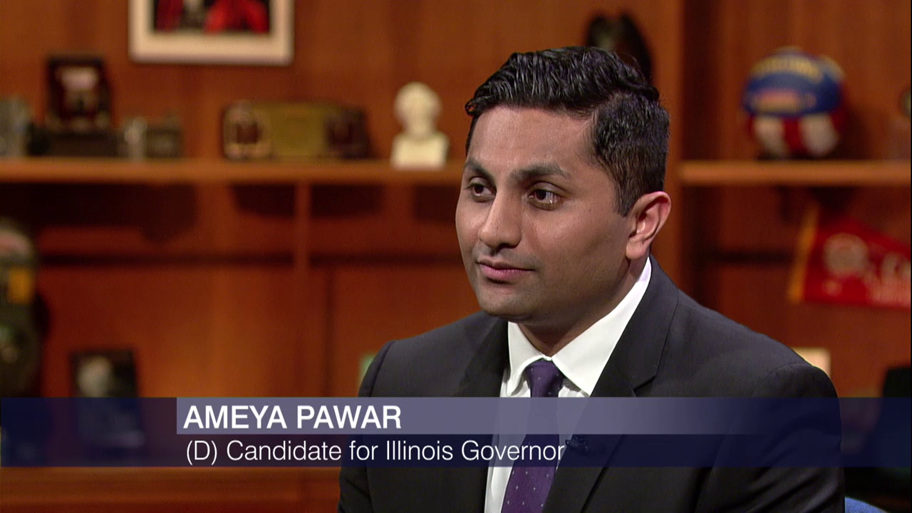 Ameya Pawar appears on Chicago Tonight in April.