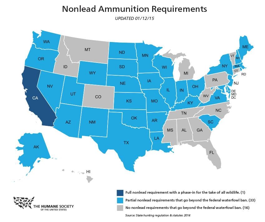 Illinois is among 34 states that have expanded restrictions on lead ammunition since passage a 1991 federal law. (Humane Society)