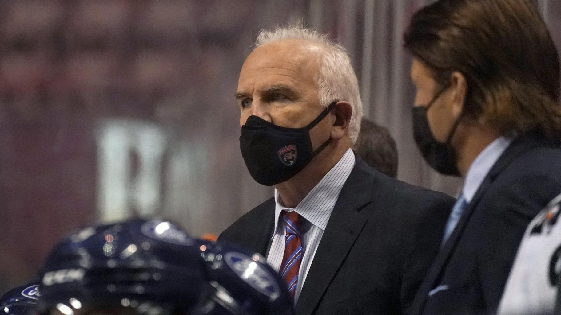 In this Friday, Feb. 5, 2021 file photo, Florida Panthers head coach Joel Quenneville looks on during the third period of an NHL hockey game against the Nashville Predators in Sunrise, Fla. (AP Photo / Wilfredo Lee, File)