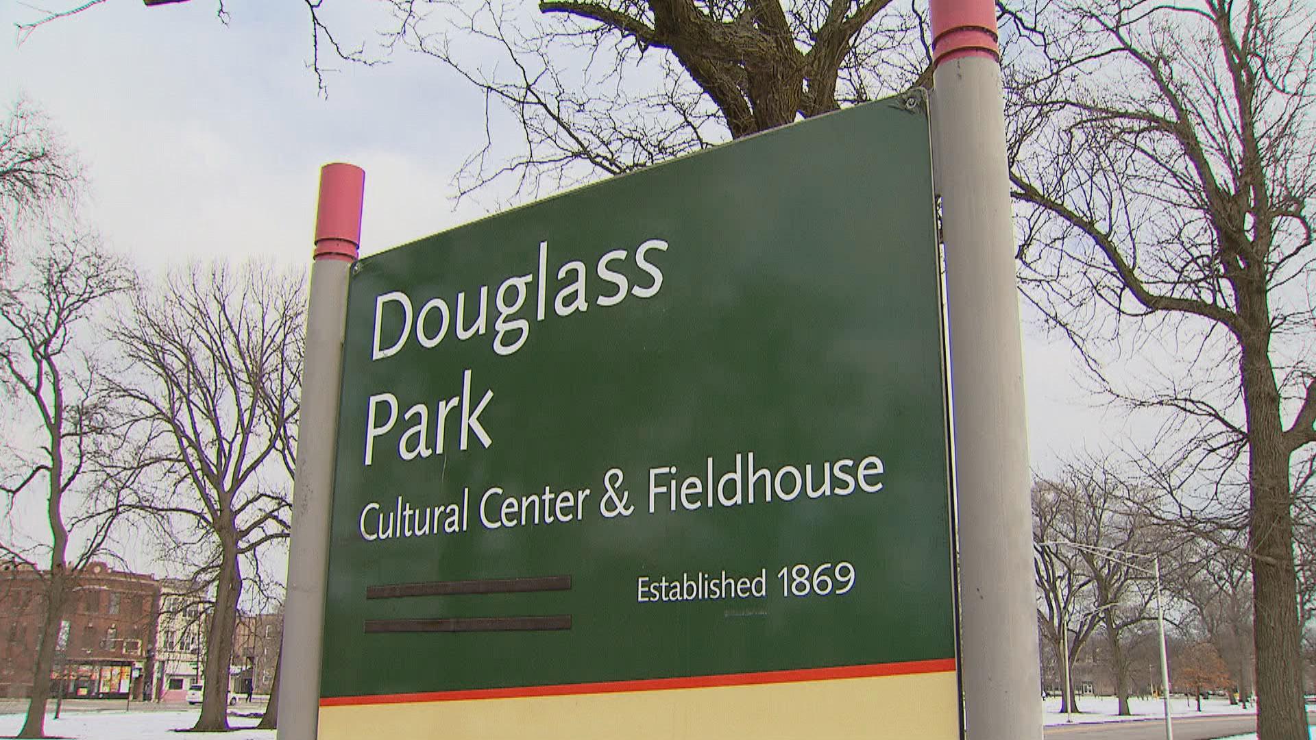 Someone took matters into their own hands and unofficially changed the name of Douglas Park on signage earlier in 2020. (WTTW News) 