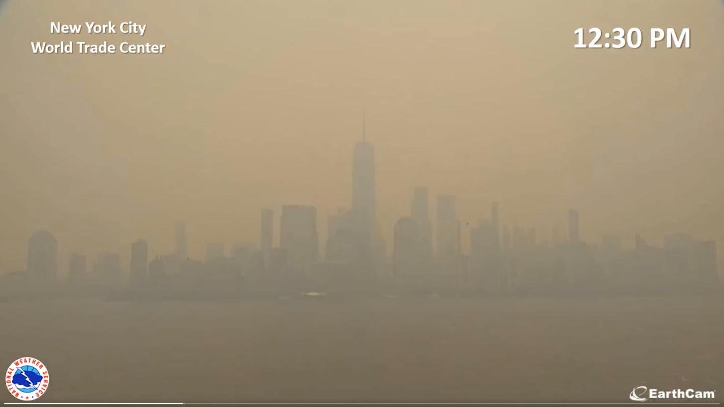 New York City's skyline, shrouded in smoke on June 7, 2023. (Environmental Protection Agency)