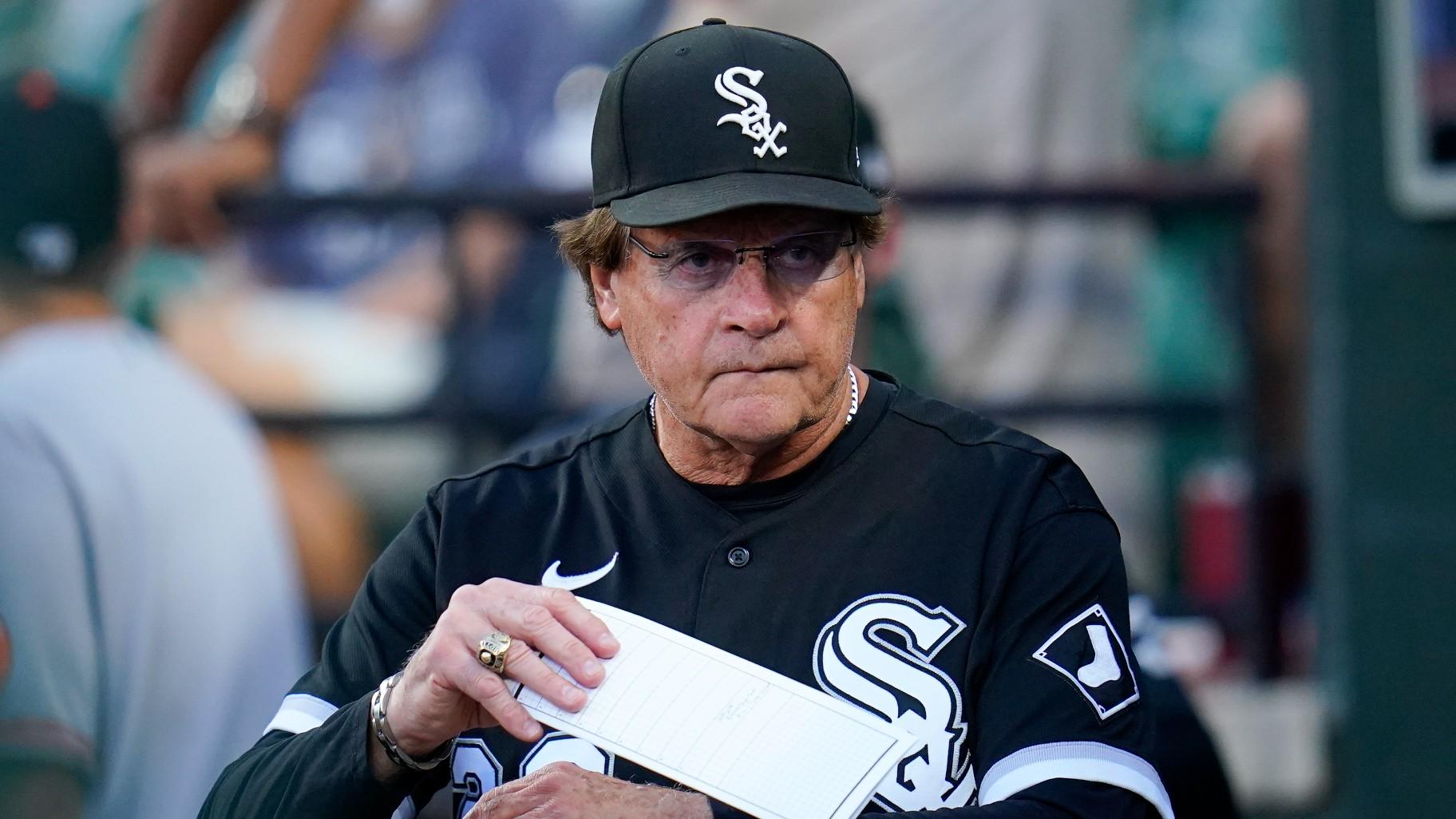 Chicago White Sox manager Tony La Russa looks on from the dugout prior to a baseball game against the Baltimore Orioles, Wednesday, Aug. 24, 2022, in Baltimore. (AP Photo / Julio Cortez)