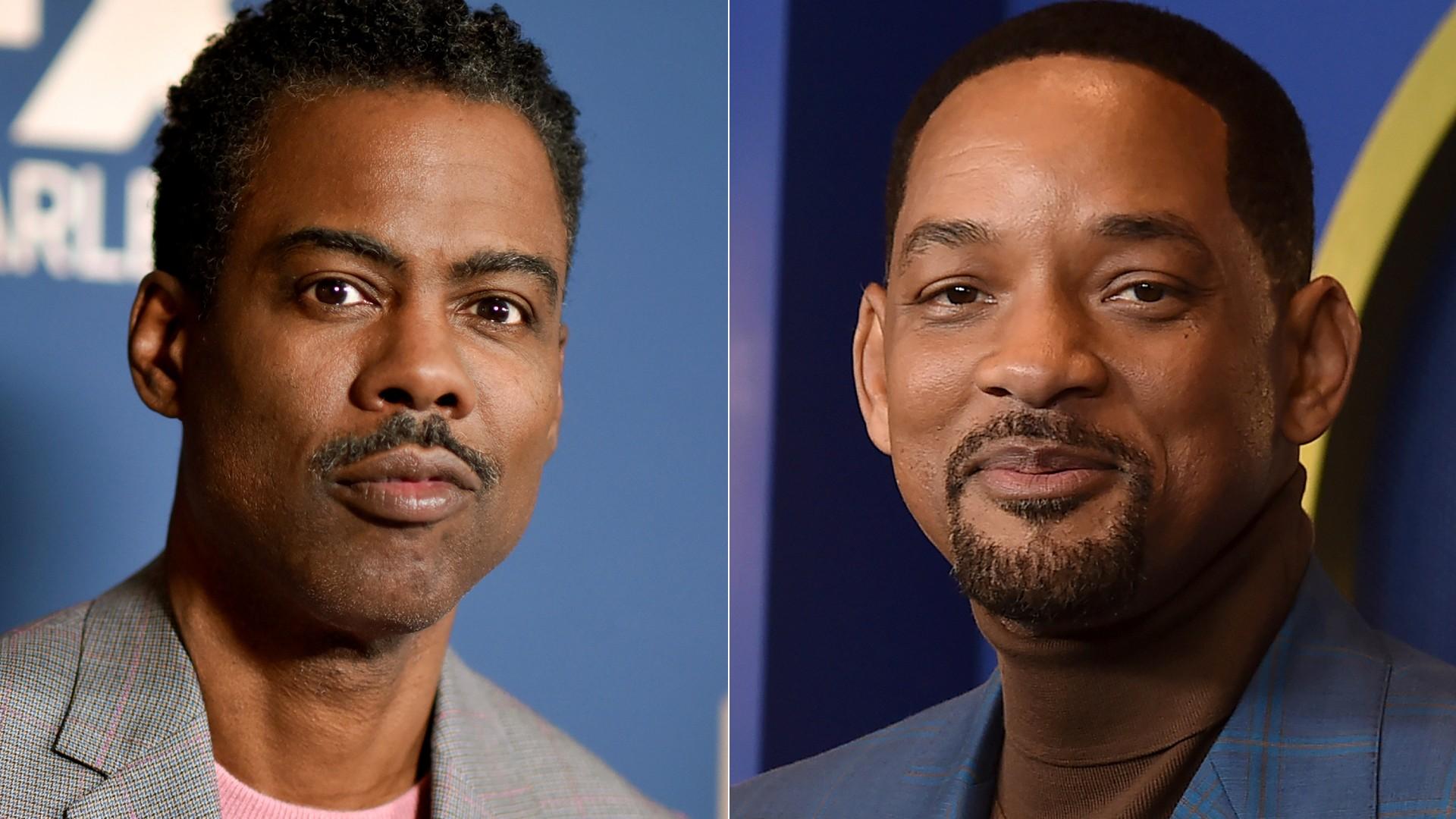 In this combo of file photos, Chris Rock, left, appears at the FX portion of the Television Critics Association Winter press tour in Pasadena, Calif., on Jan. 9, 2020; and Will Smith appears at the 94th Academy Awards nominees luncheon in Los Angeles on March 7, 2022. (AP Photo / File)