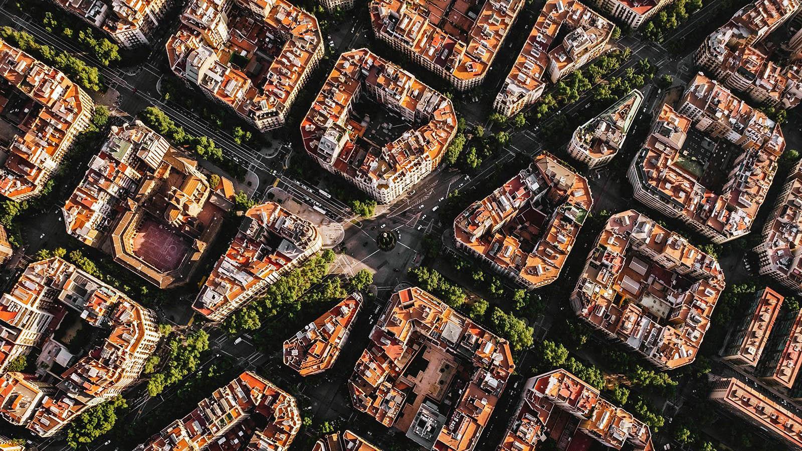 An aerial view of Barcelona, Spain, a city trialing various urban interventions to reduce the impact of soaring temperatures. (Manel Subirats / iStockphoto / Getty Images  via CNN)