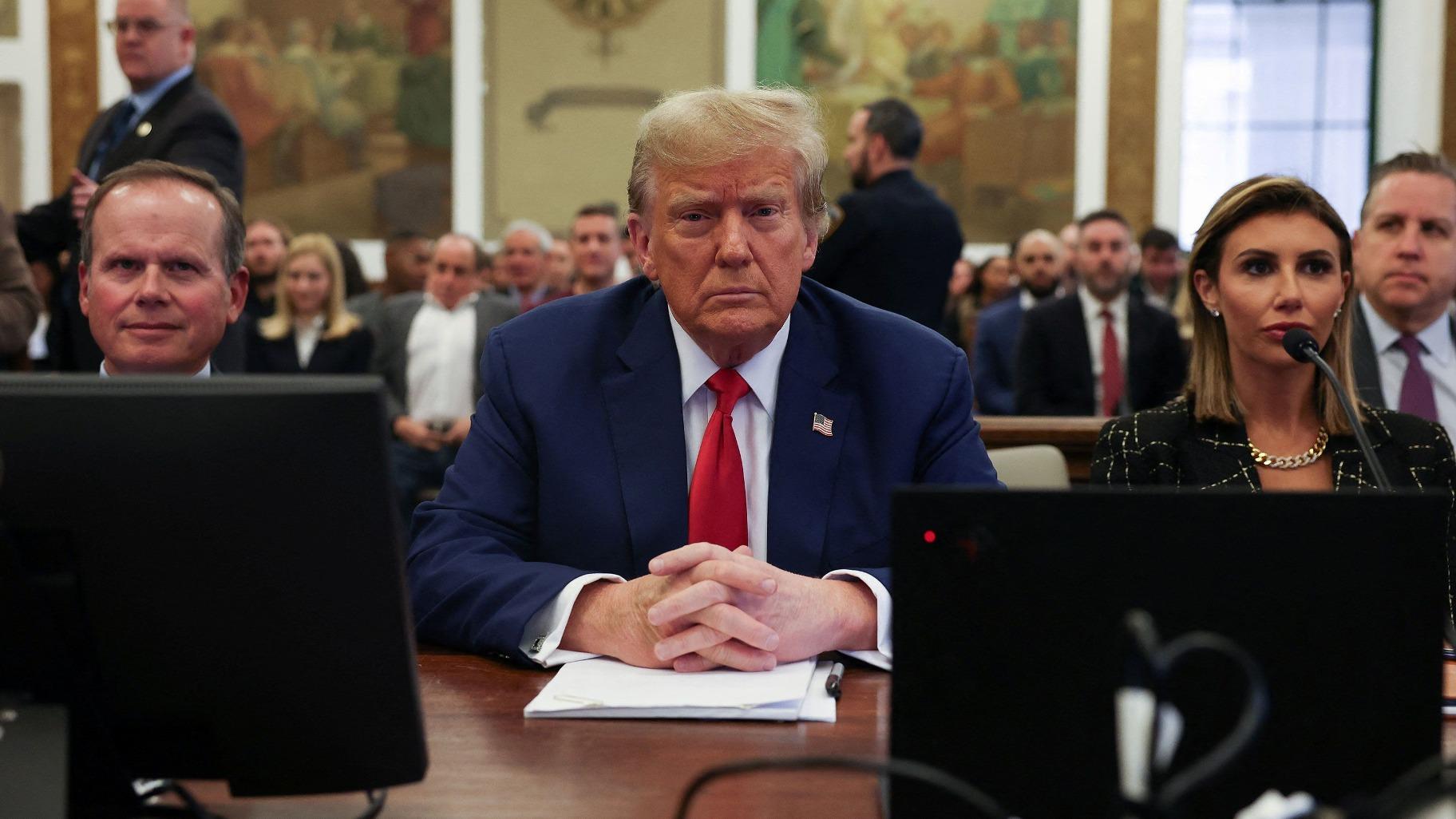 Former President Donald Trump attends the closing arguments in the Trump Organization civil fraud trial at New York State Supreme Court in the Manhattan borough of New York City, Thursday, Jan. 11, 2023. (Shannon Stapleton / Pool via Reuters)