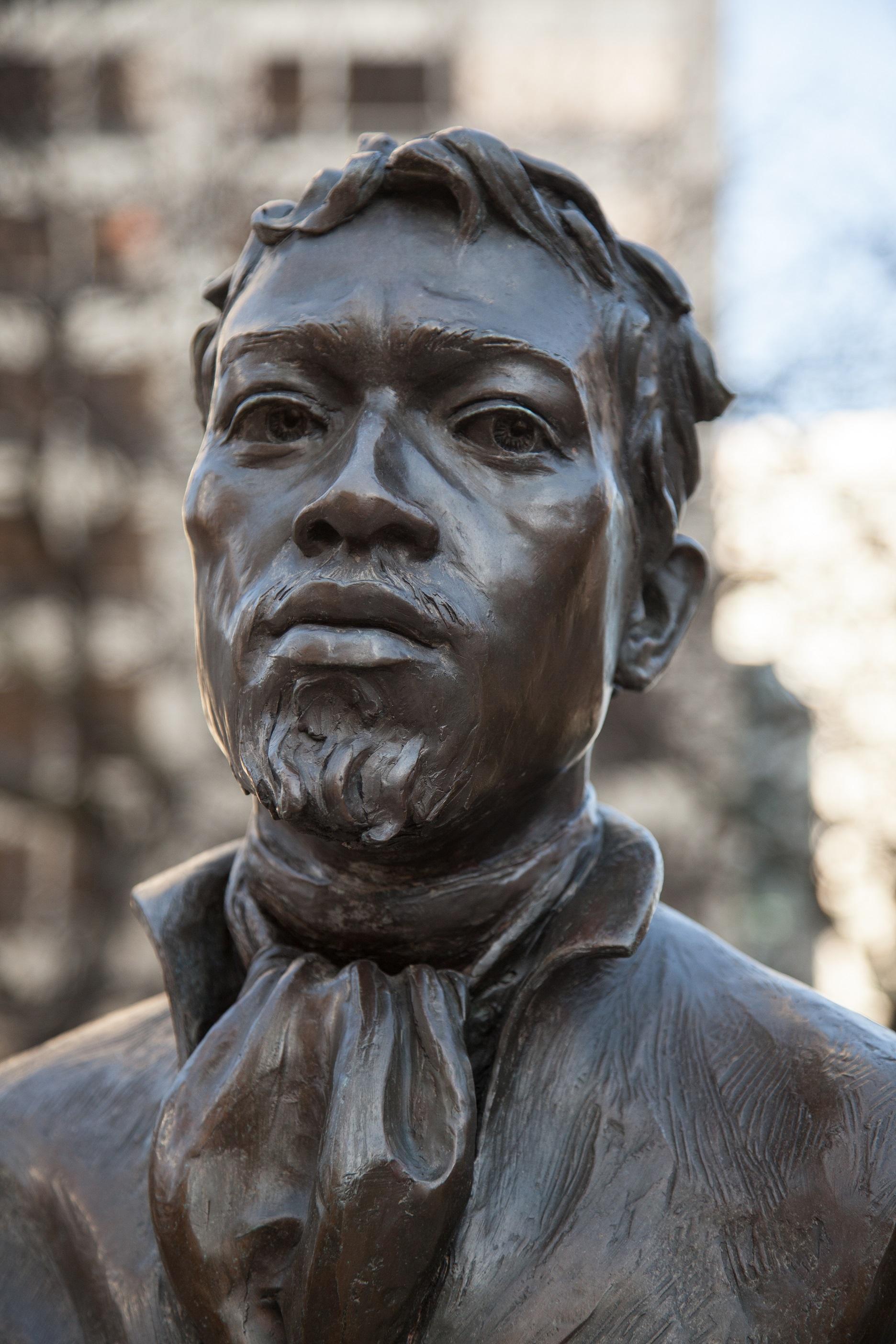 Jean Paul Baptiste DuSable statue in Pioneer Park.