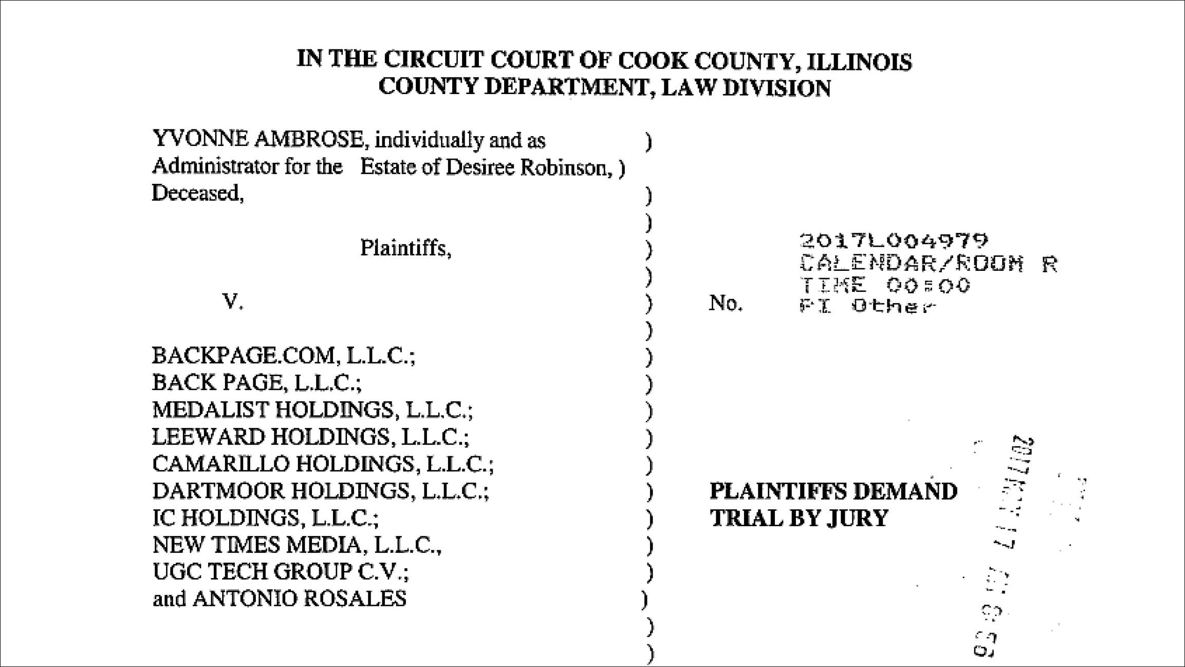 Document: Read the lawsuit against Backpage
