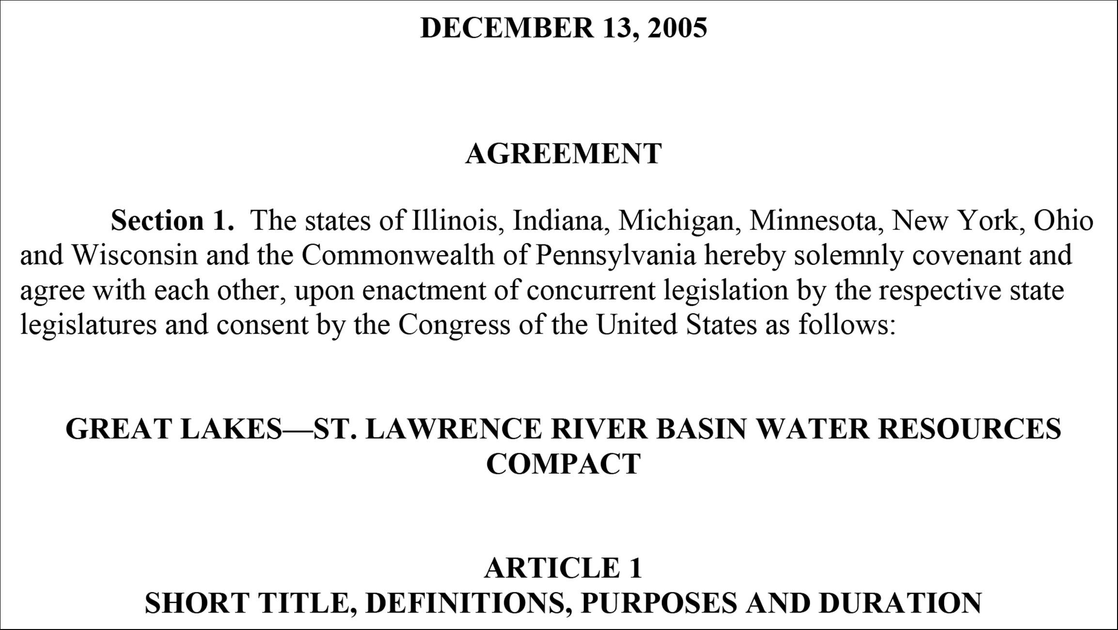 Document: Read the Great Lakes Compact